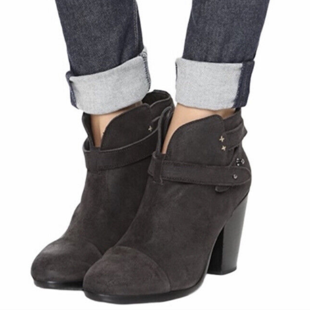 Rag & Bone Suede Ankle Boots In Grey with Chunky Heel Size EU 37